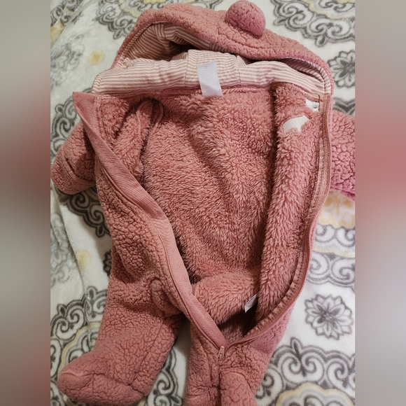 Carter's NB Pink Teddy Sherpa Onesie - Picture 3 of 3